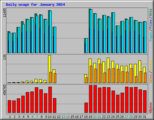 Daily usage for January 2024