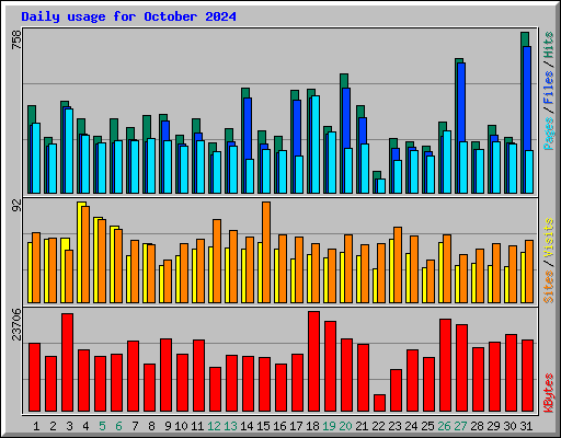 Daily usage for October 2024