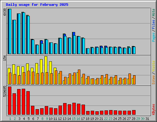 Daily usage for February 2025