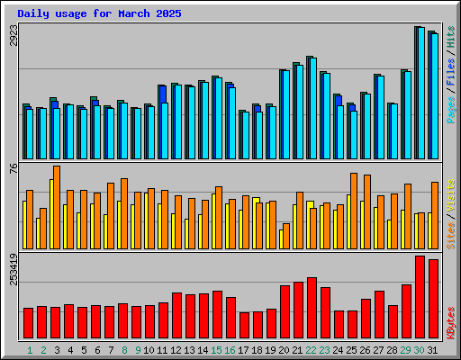 Daily usage for March 2025