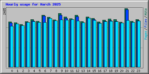 Hourly usage for March 2025